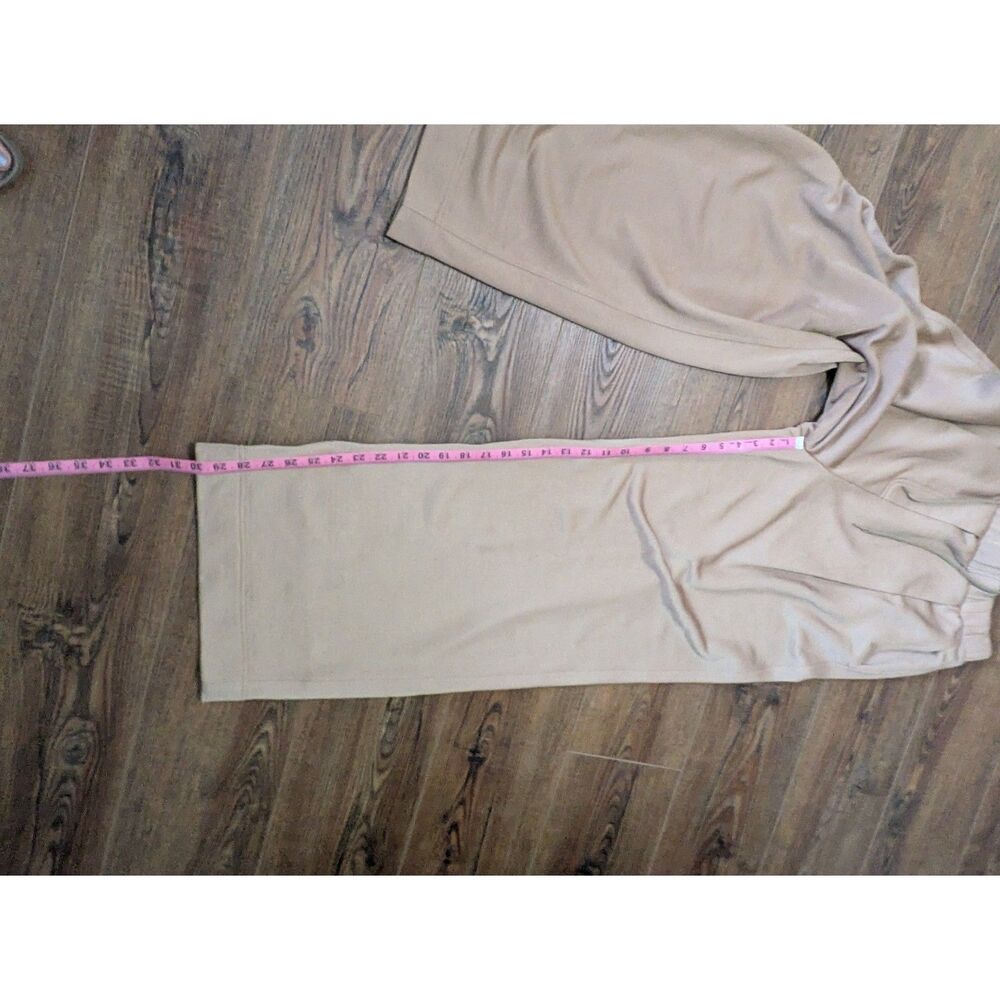 Tibi Active Knit Winslow Pant M Tan Wide Leg Adjustable Hem Snap Fundamentals - Picture 4 of 8